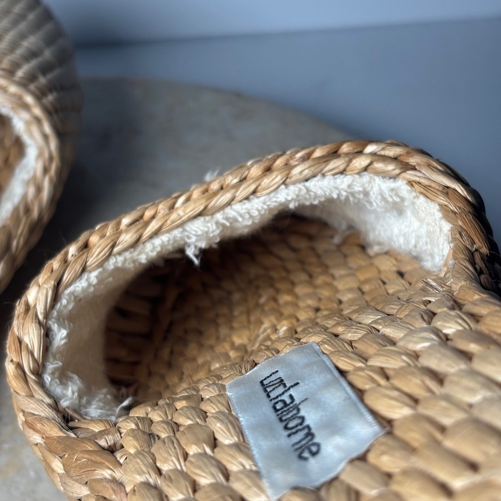 Liz Claiborne Woven Straw Slipper Mules 9-10‎ Tan Boho Coastal Cottagecore Flat - Picture 6 of 9